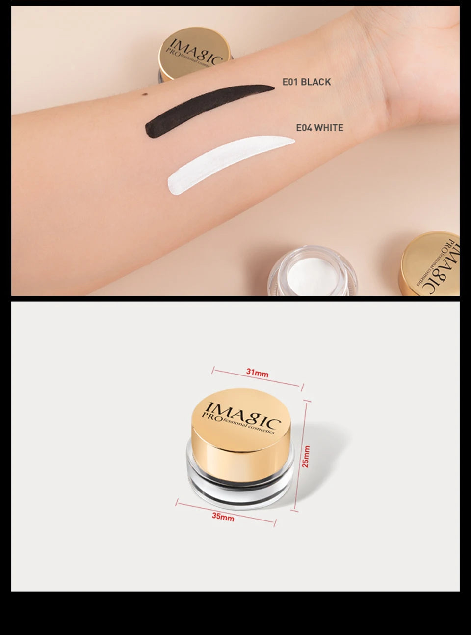 3-Color Gel Eyeliner Waterproof Quick Dry Long-Lasting