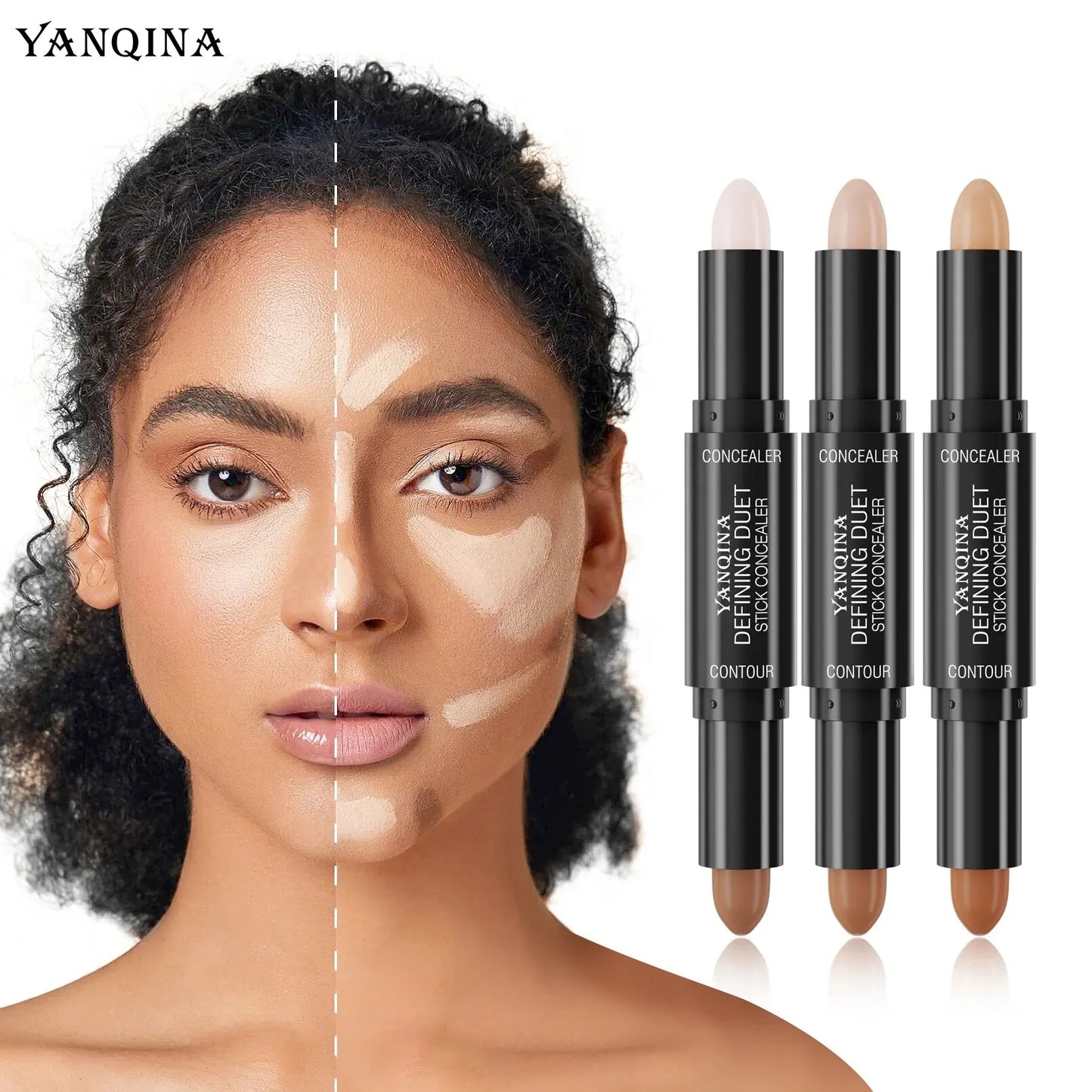 Contour Stick Duo, Double-Ended Highlight and Shadow Cream, Waterproof Full Coverage Concealer