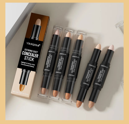 Contour Stick Duo, Double-Ended Highlight and Shadow Cream, Waterproof Full Coverage Concealer