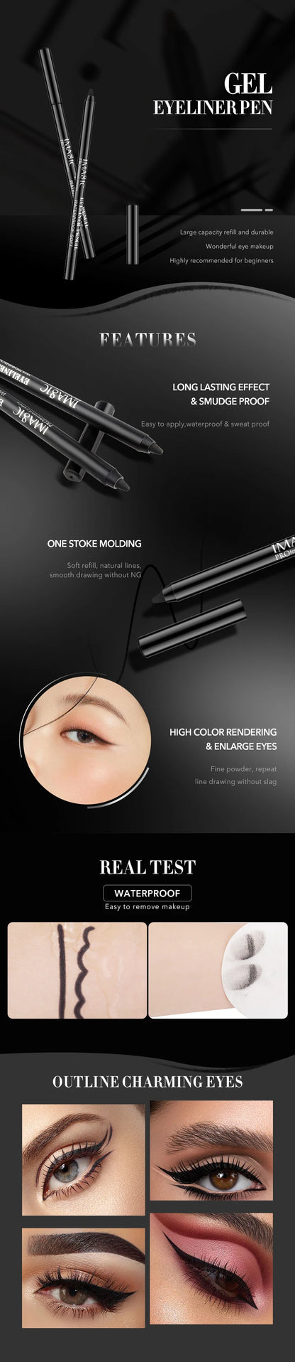 Black/White Eyeliner Waterproof Long-lasting Fast Dry