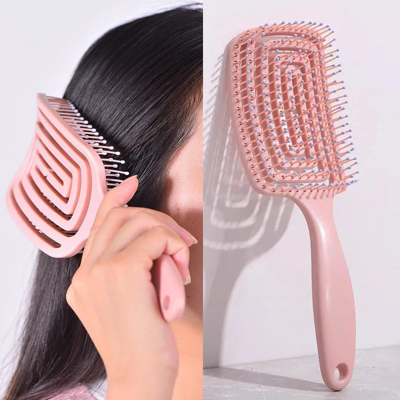 1Pcs Elastic Massage Comb Hollow Out Hair Brush Scalp Massage