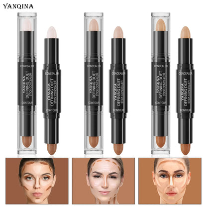 Contour Stick Duo, Double-Ended Highlight and Shadow Cream, Waterproof Full Coverage Concealer