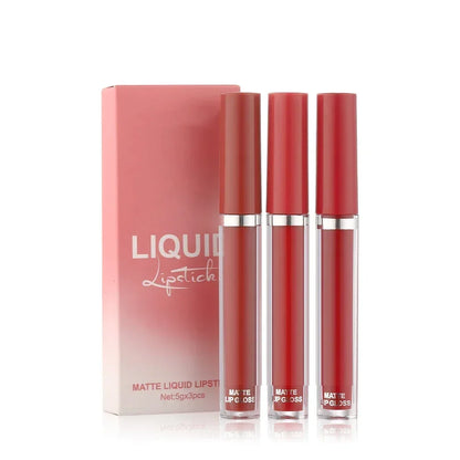 3pcs Velvet Matte Lip Gloss Set Waterproof Liquid Lipstick