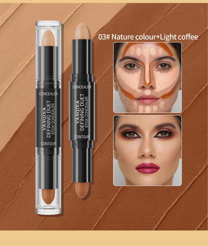 Contour Stick Duo, Double-Ended Highlight and Shadow Cream, Waterproof Full Coverage Concealer