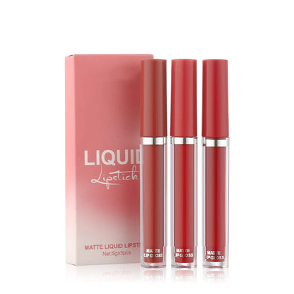 3pcs Velvet Matte Lip Gloss Set Waterproof Liquid Lipstick