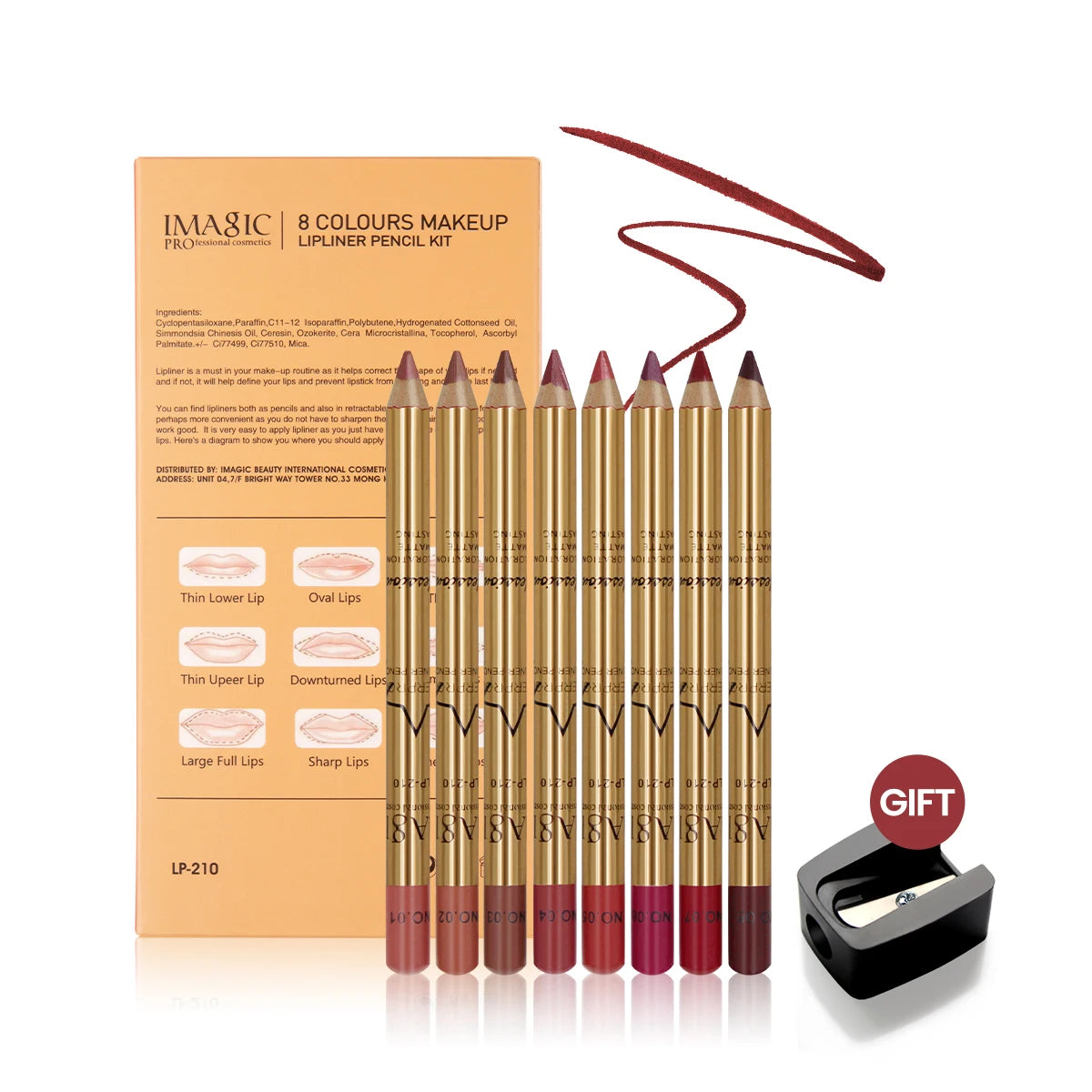 8Colors/Kit Lip Liner Pencil Nude Matte