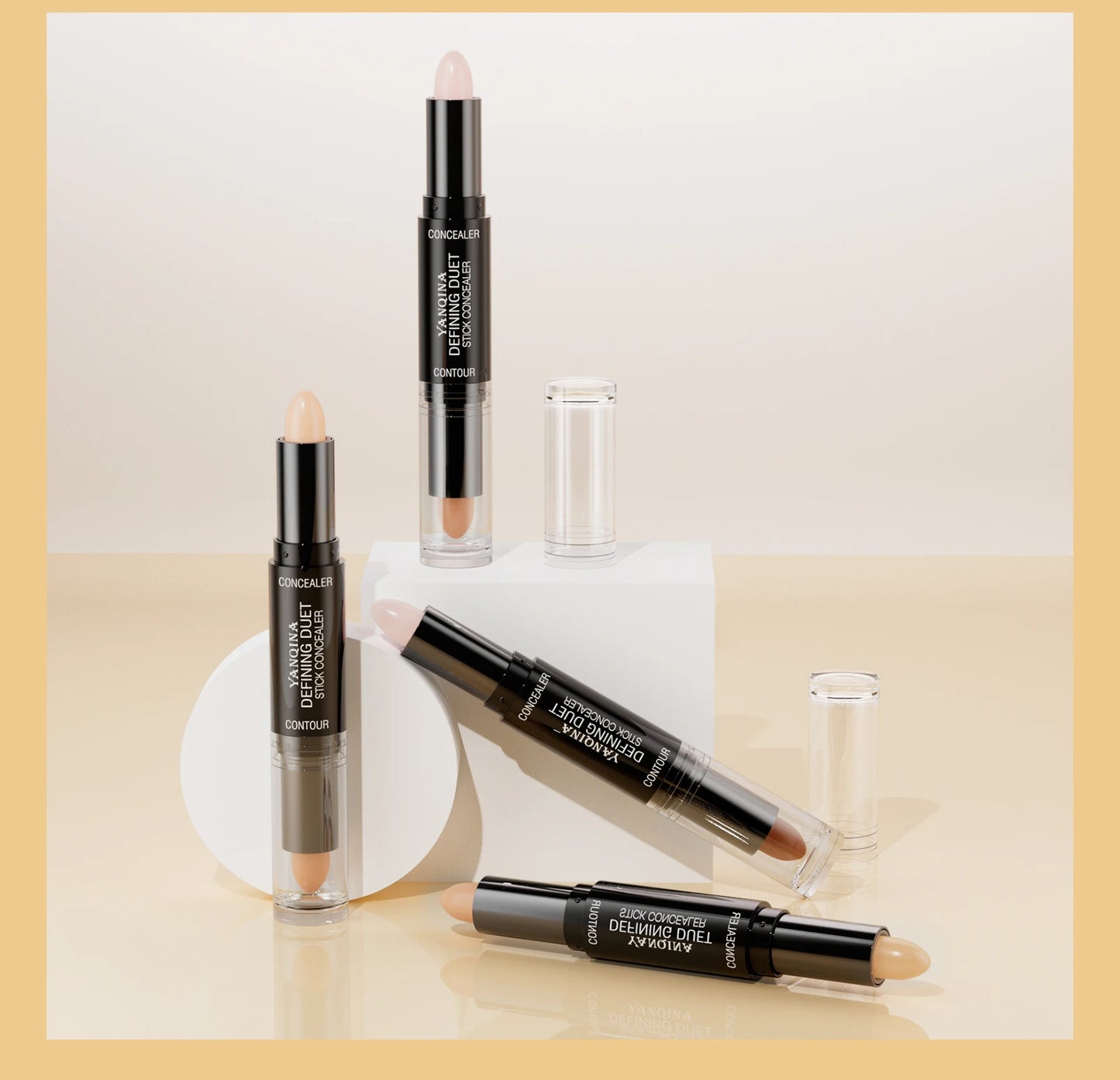 Contour Stick Duo, Double-Ended Highlight and Shadow Cream, Waterproof Full Coverage Concealer