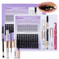 DIY Lash Extension Mix Styles Lash Clusters with Bond&Seal Remover Tweezers Lash Brush for Self Application Makeup