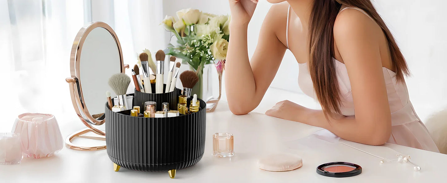 Makeup Brush Holder Organizer 5 Slot 360° Rotating