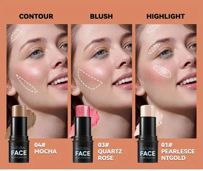 Cream Contour Sticks,Shades with Highlighter & Bronzer & Blush, Non-greasy and Water-resistant