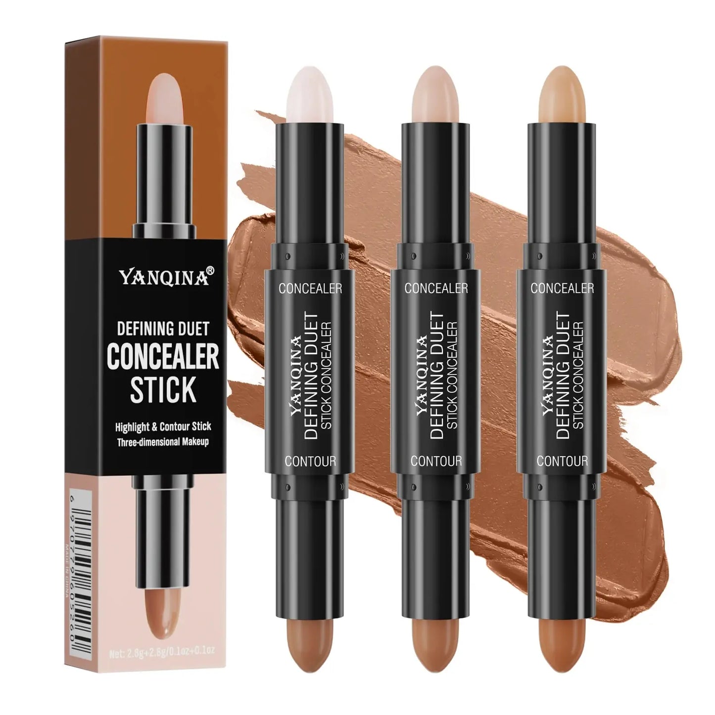 Contour Stick Duo, Double-Ended Highlight and Shadow Cream, Waterproof Full Coverage Concealer