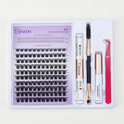 DIY Lash Extension Mix Styles Lash Clusters with Bond&Seal Remover Tweezers Lash Brush for Self Application Makeup