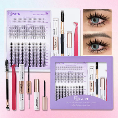 DIY Lash Extension Mix Styles Lash Clusters with Bond&Seal Remover Tweezers Lash Brush for Self Application Makeup