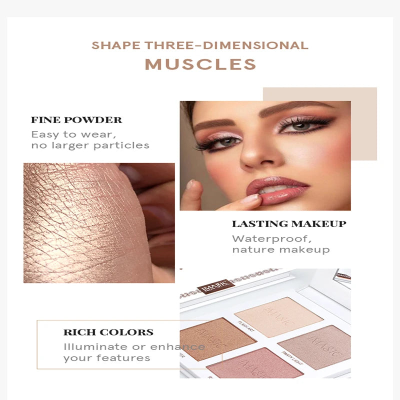 4-Color Highlighter & Contouring For Face Bronzer